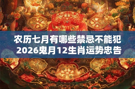 农历七月有哪些禁忌不能犯 2026鬼月12生肖运势忠告 农历七月有哪些禁忌不能犯 2026鬼月12生肖运势忠告