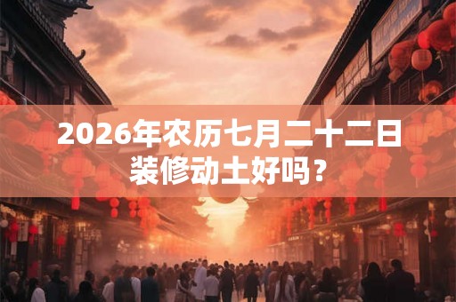 2026年农历七月二十二日装修动土好吗？
