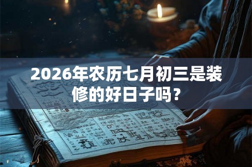 2026年农历七月初三是装修的好日子吗？