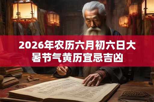 2026年农历六月初六日大暑节气黄历宜忌吉凶 2026年农历六月初六日大暑节气黄历宜忌吉凶