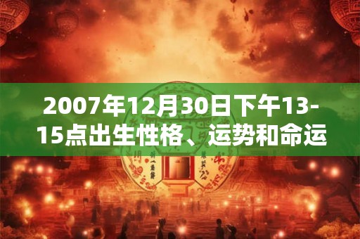 2007年12月30日下午13-15点出生性格、运势和命运 2007年12月30日下午13-15点出生性格、运势和命运