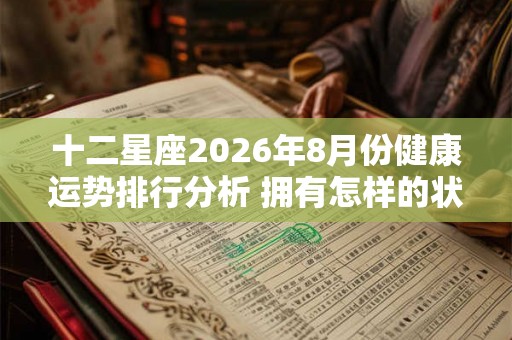 十二星座2026年8月份健康运势排行分析 拥有怎样的状态