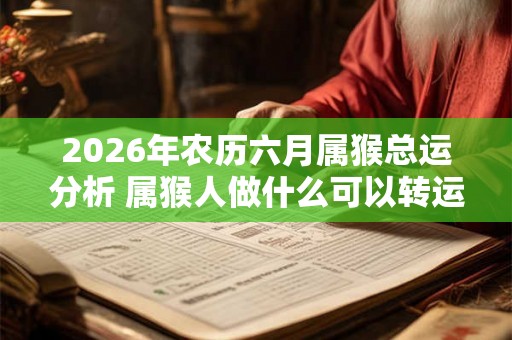 2026年农历六月属猴总运分析 属猴人做什么可以转运