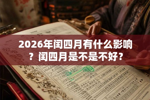 2026年闰四月有什么影响？闰四月是不是不好？