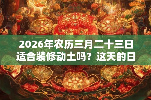 2026年农历三月二十三日适合装修动土吗？这天的日子好不好？
