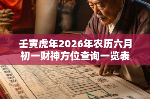 壬寅虎年2026年农历六月初一财神方位查询一览表 壬寅虎年2026年农历六月初一财神方位查询一览表