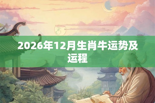 2026年12月生肖牛运势及运程