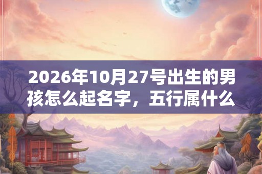 2026年10月27号出生的男孩怎么起名字，五行属什么