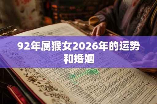 92年属猴女2026年的运势和婚姻 92年属猴女2026年的运势和婚姻