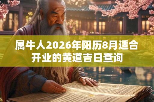 属牛人2026年阳历8月适合开业的黄道吉日查询