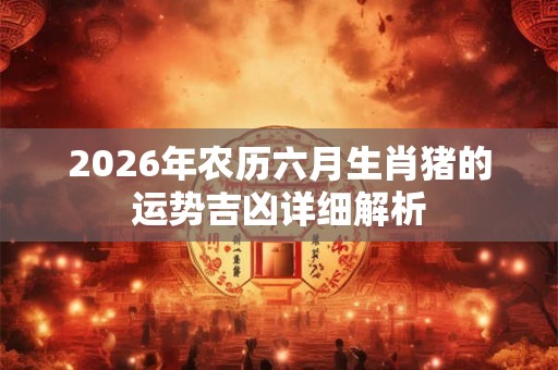 2026年农历六月生肖猪的运势吉凶详细解析 2026年农历六月生肖猪的运势吉凶详细解析