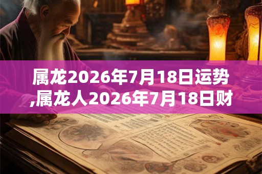 属龙2026年7月18日运势,属龙人2026年7月18日财运,生肖龙2026年7月18日运势