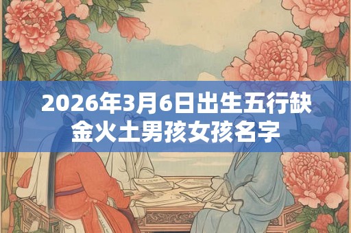 2026年3月6日出生五行缺金火土男孩女孩名字