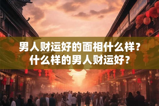 男人财运好的面相什么样？什么样的男人财运好？
