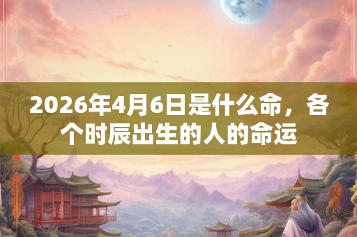 2026年4月6日是什么命，各个时辰出生的人的命运