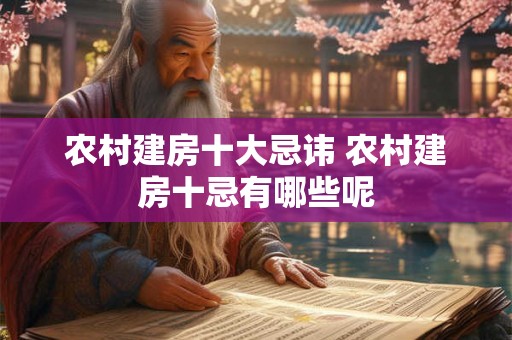 农村建房十大忌讳 农村建房十忌有哪些呢