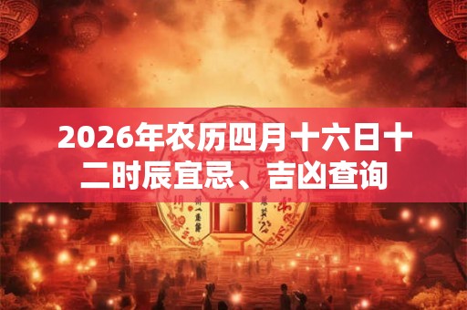2026年农历四月十六日十二时辰宜忌、吉凶查询
