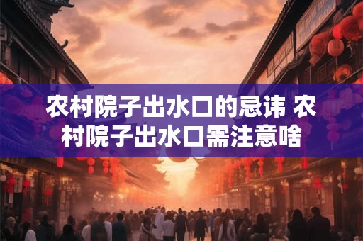 农村院子出水口的忌讳 农村院子出水口需注意啥