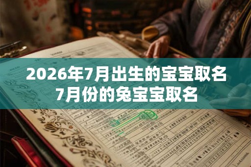 2026年7月出生的宝宝取名7月份的兔宝宝取名