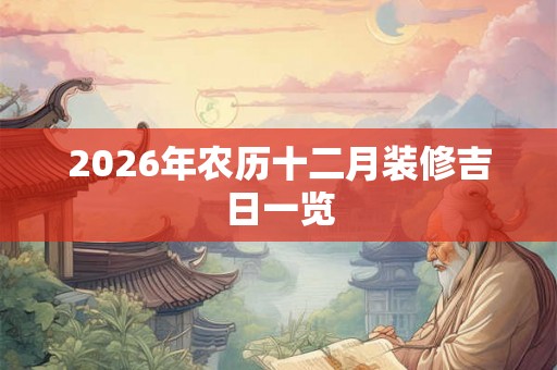2026年农历十二月装修吉日一览 2026年农历十二月装修吉日一览