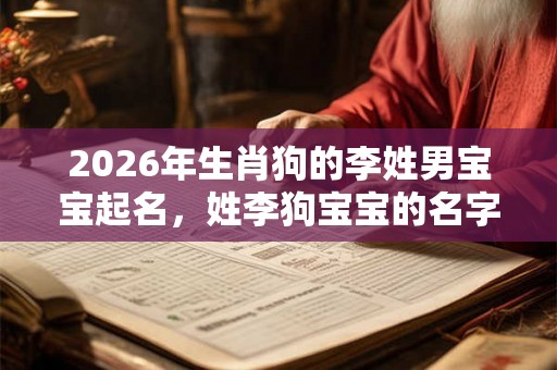 2026年生肖狗的李姓男宝宝起名，姓李狗宝宝的名字大全