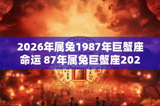 2026年属兔1987年巨蟹座命运 87年属兔巨蟹座2026年运势