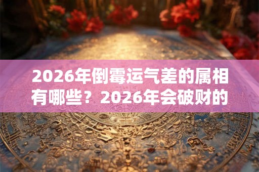 2026年倒霉运气差的属相有哪些？2026年会破财的生肖