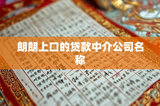 朗朗上口的贷款中介公司名称