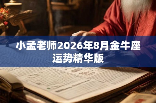 小孟老师2026年8月金牛座运势精华版