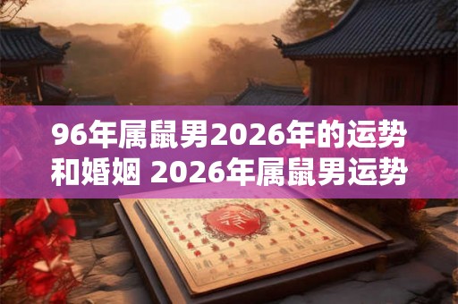 96年属鼠男2026年的运势和婚姻 2026年属鼠男运势与婚姻如何