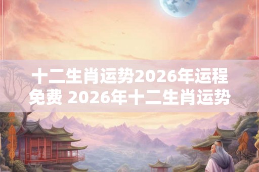 十二生肖运势2026年运程免费 2026年十二生肖运势免费预测 十二生肖运势2026年运程免费 2026年十二生肖运势免费预测