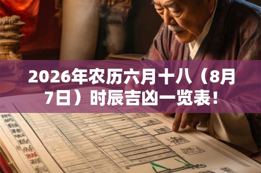 2026年农历六月十八（8月7日）时辰吉凶一览表！