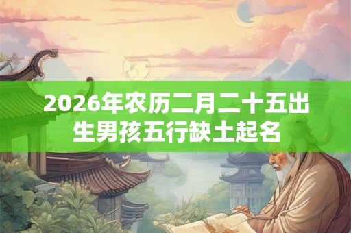2026年农历二月二十五出生男孩五行缺土起名