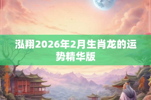 泓翔2026年2月生肖龙的运势精华版