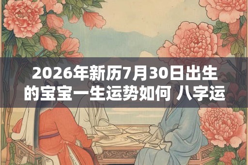 2026年新历7月30日出生的宝宝一生运势如何 八字运势详解