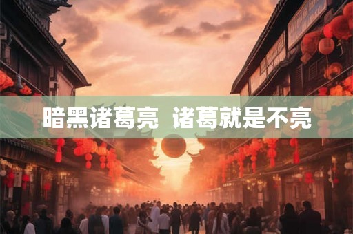 暗黑诸葛亮  诸葛就是不亮