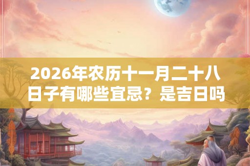 2026年农历十一月二十八日子有哪些宜忌?是吉日吗? 2026年农历十一月二十八日子有哪些宜忌?是吉日吗?