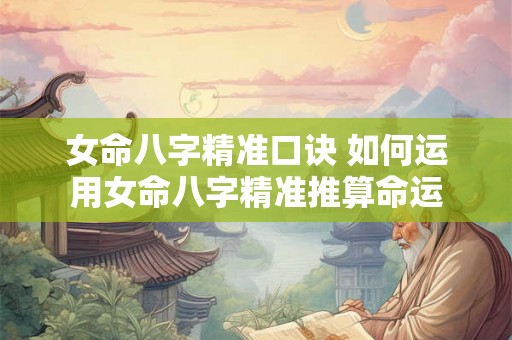 女命八字精准口诀 如何运用女命八字精准推算命运