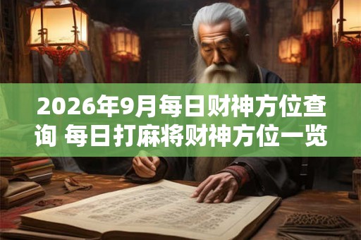 2026年9月每日财神方位查询 每日打麻将财神方位一览表