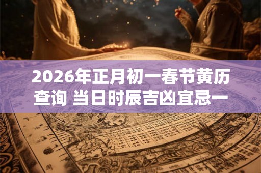 2026年正月初一春节黄历查询 当日时辰吉凶宜忌一览
