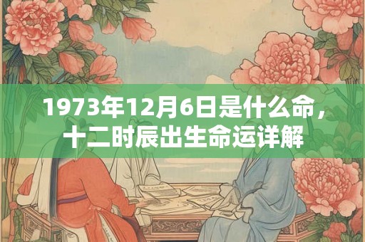 1973年12月6日是什么命，十二时辰出生命运详解