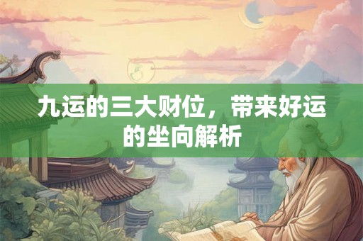 九运的三大财位，带来好运的坐向解析