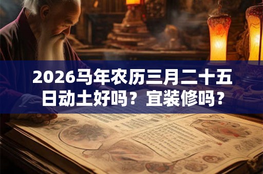 2026马年农历三月二十五日动土好吗？宜装修吗？