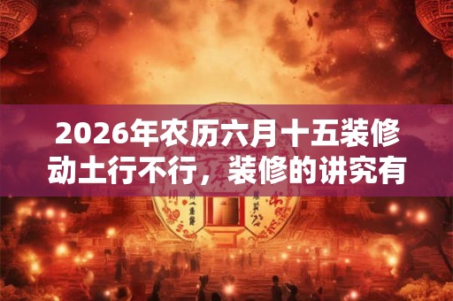 2026年农历六月十五装修动土行不行，装修的讲究有哪些？