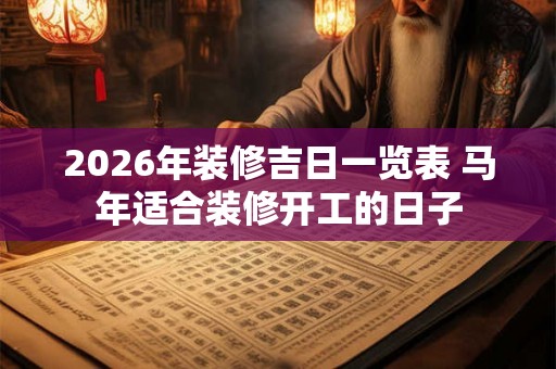 2026年装修吉日一览表 马年适合装修开工的日子