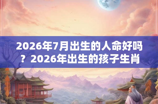 2026年7月出生的人命好吗？2026年出生的孩子生肖属猪？