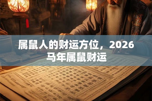 属鼠人的财运方位,2026马年属鼠财运 属鼠人的财运方位,2026马年属鼠财运