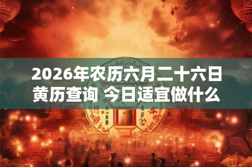 2026年农历六月二十六日黄历查询 今日适宜做什么