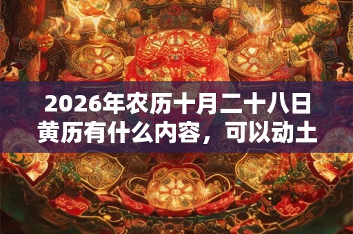 2026年农历十月二十八日黄历有什么内容，可以动土吗？