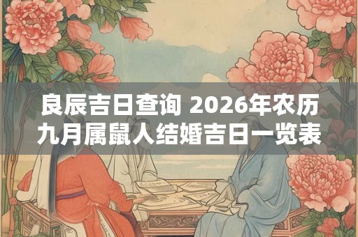 良辰吉日查询 2026年农历九月属鼠人结婚吉日一览表